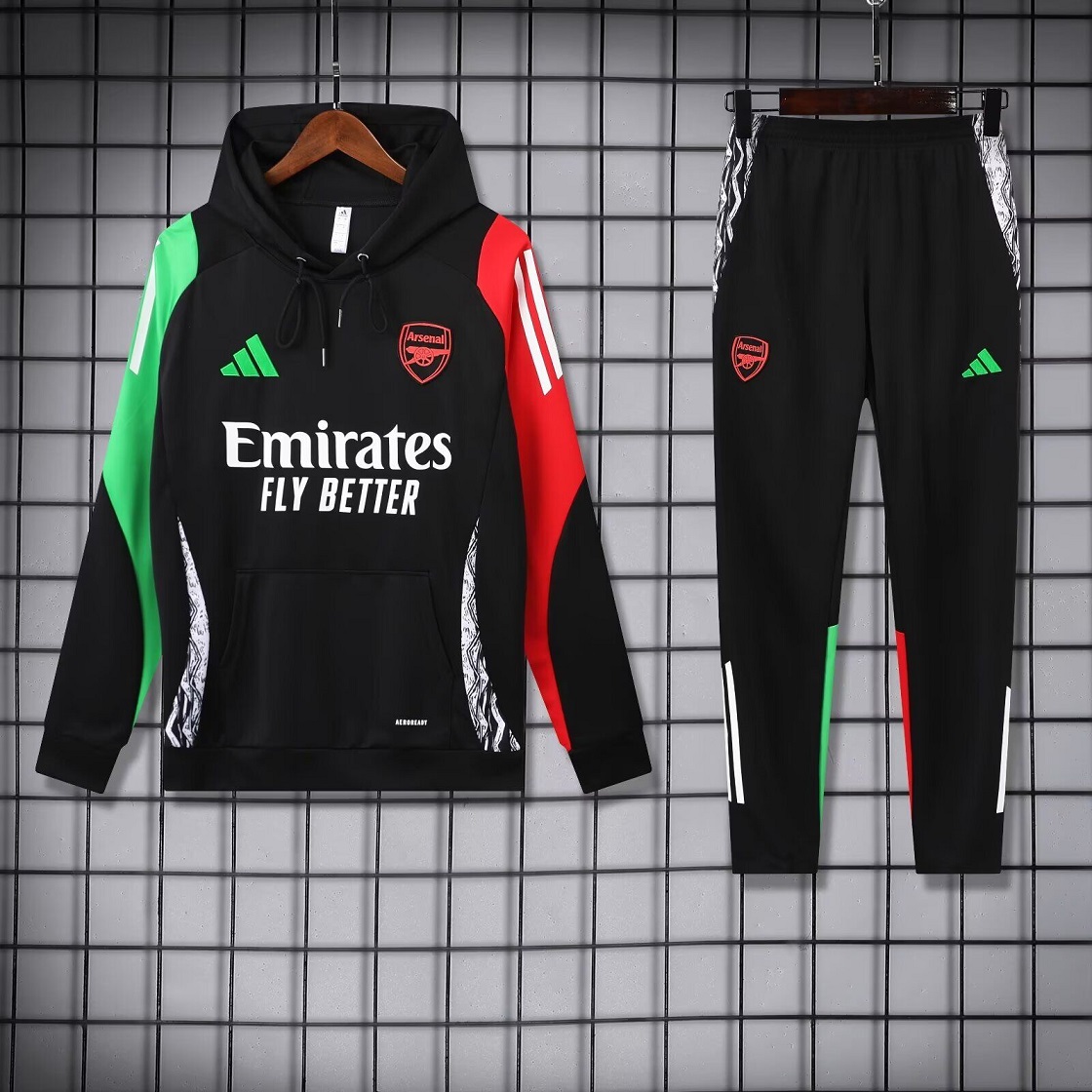AAA Quality Arsenal 24/25 Hoodie Tracksuit - Black/Green/Red